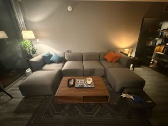 Modern 6-Piece Modular Gray Sectional Sofa