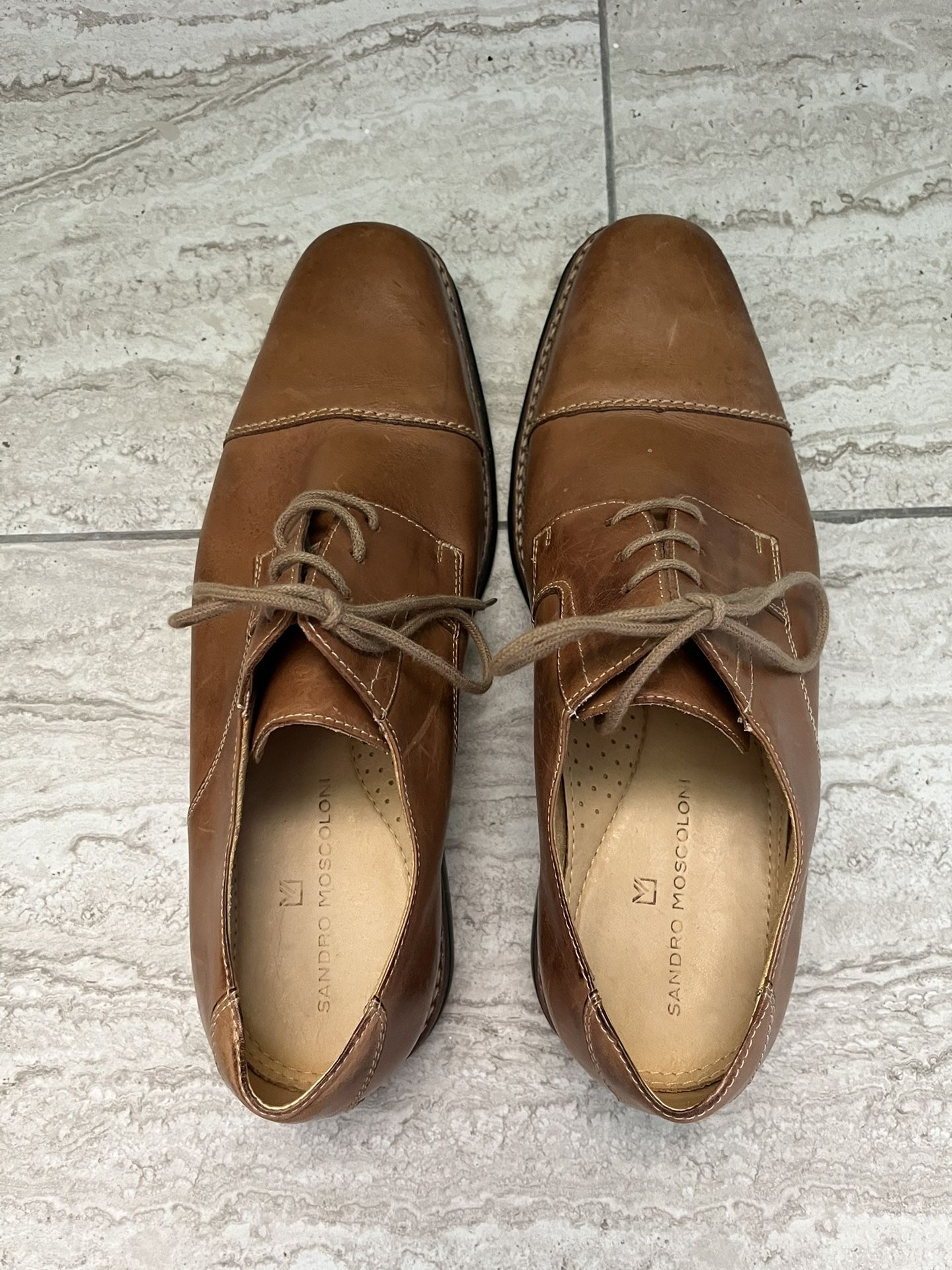 Sandro Moscoloni Mens Tan Brown Leather‎ Cap Toe Oxford Shoes 17763 Size 11.5 M Leather Dress Shoes Sandro Moscoloni for Men for sale | eBay main image 2