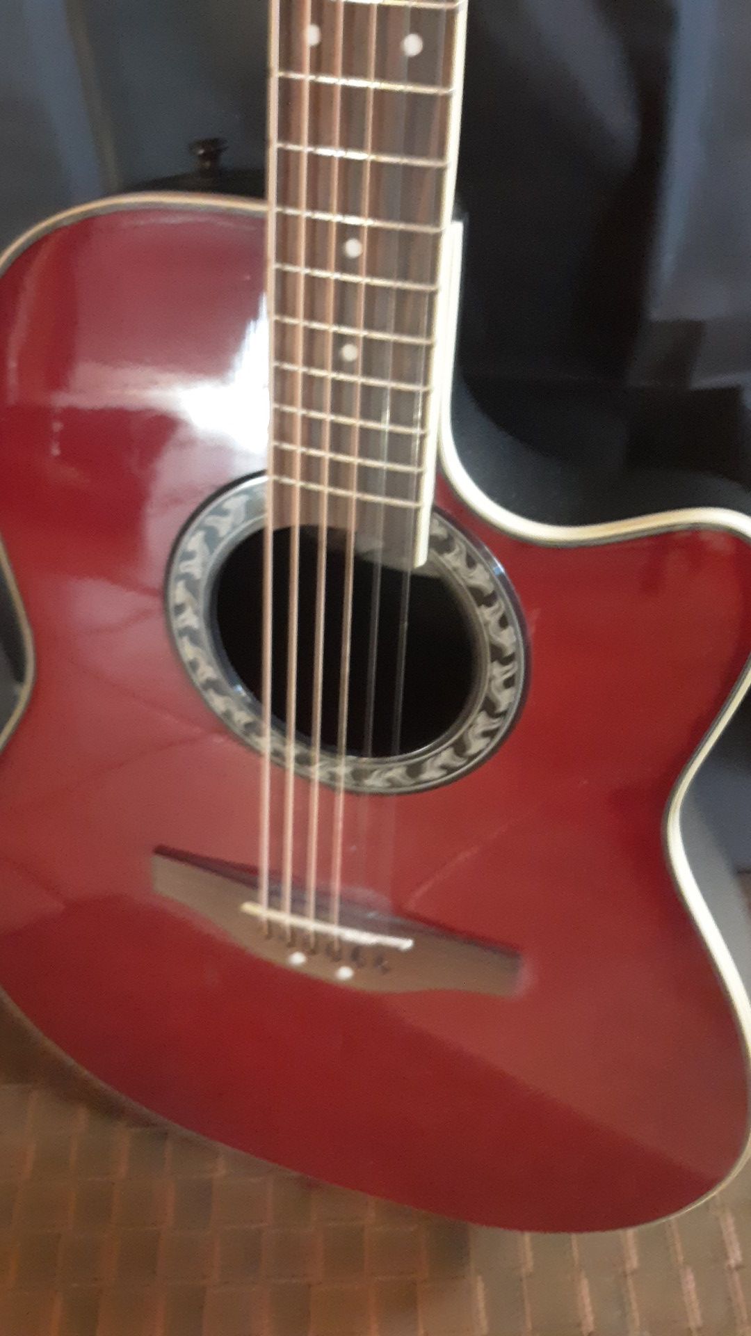 Acoustic Electric 6 String Guitar- Applause ae128 Cherry Red