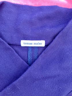 Tomas Maier Navy Blue V-Neck Top