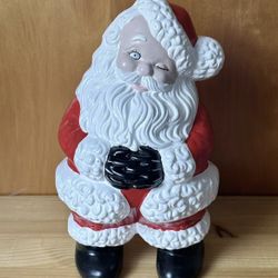 Vintage Atlantic Mold Winking Santa Claus 8.75” Ceramic Christmas Figurine