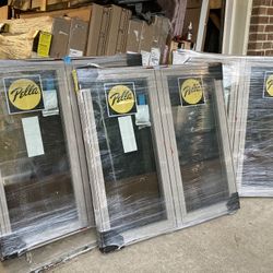 New windows , casements , Pella 250 , vinyl , color is Fossil , 47 1/2 by 47 1/2