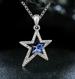 Blue and silver star necklace
