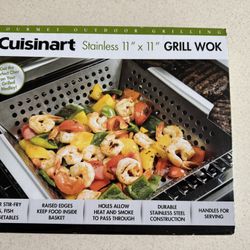 New Cuisinart Stainless Grill Wok 11”X 11”