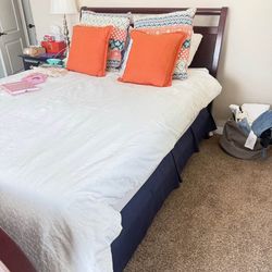 Queen Sleigh Bed Cherry Wood