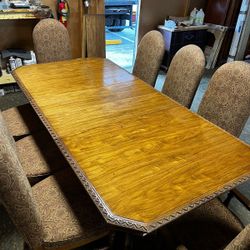 Classic Dinning Set Table 8 Chairs And 3 Leaves