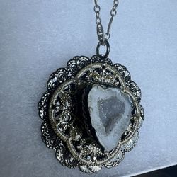 Handmade Silver Geode Necklace