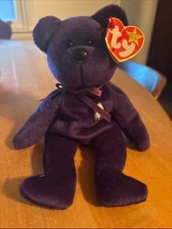 Vintage 1997 Ty Beanie Baby Princess Bear Purple Memorial Stuffed Animal