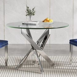 Round Glass Dining Table Set for 2 