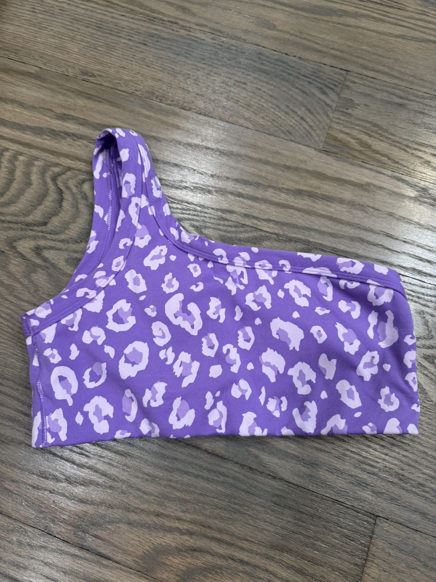 All in Motion Purple Spotted One-Shoulder Sports Bra Women’s Small ~ GREAT COND