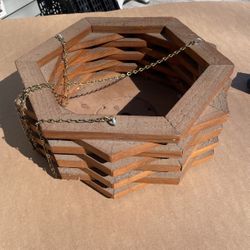 17” Diameter Wooden Hanging Planter