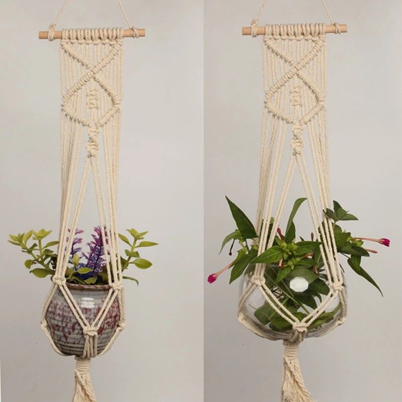 1pc Large-sized Plant Hanger Basket Handmade Rope Pots Holder Fine Hemp Rope Net Flower Pot Plant Lanyard