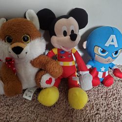 Plush TOYS- Fox, Mackey Mouse, Captain America