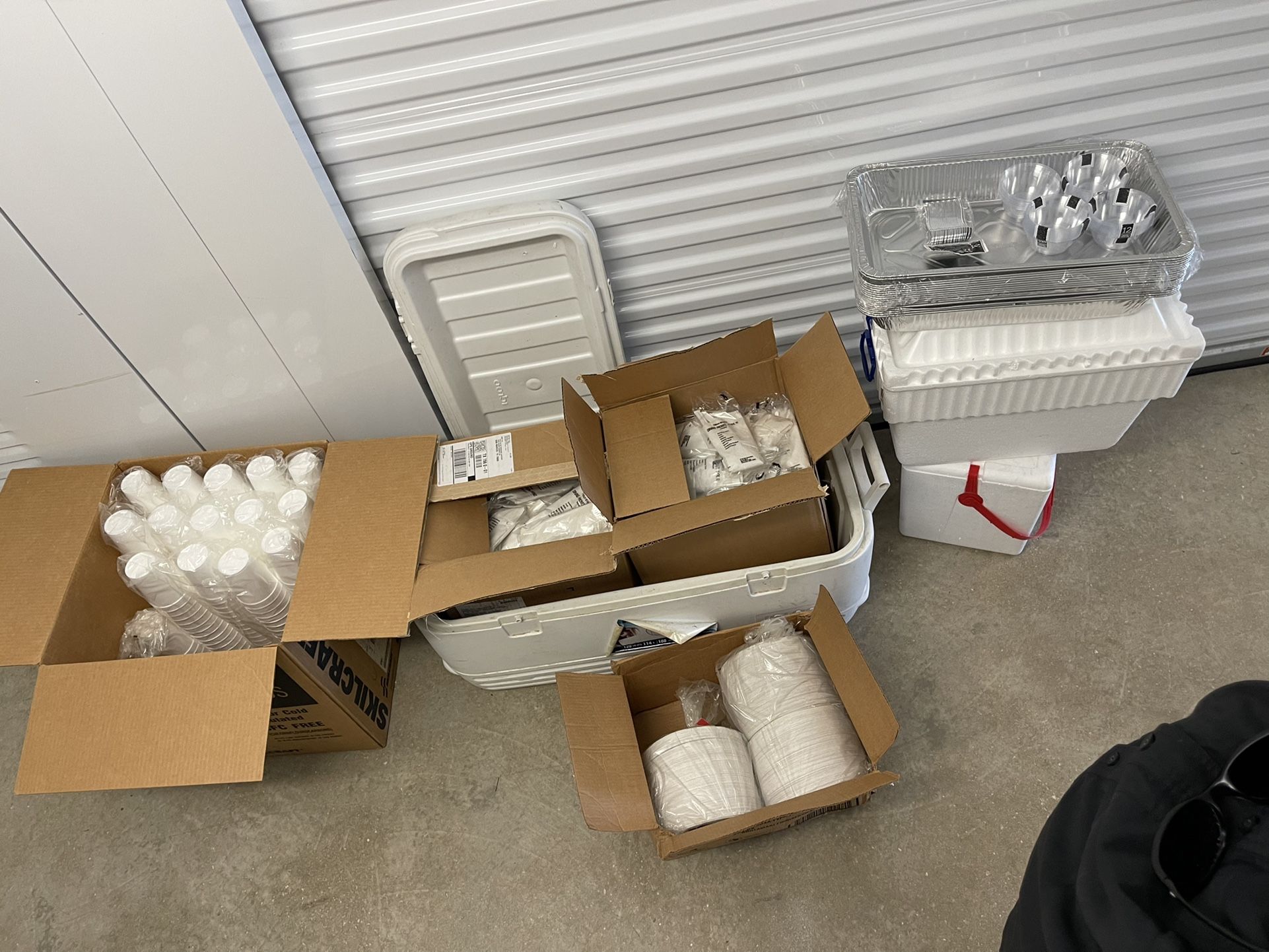 Lot of Paper Goods for Party + Coolers