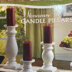 Stoneware 2 Piece Candle Holder Set 