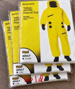 Spirit Halloween Backrooms Yellow ASYNC Hazmat Suit Adult Costume NEW XS/SM S/M