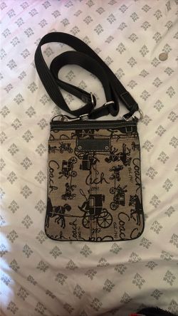 Vintage Coach Signature Canvas Crossbody Bag Black Tan Y2K Purse