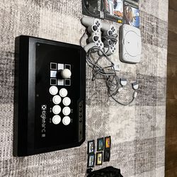 Ps1  slim with 2  controllers  and 6 games  6 games for  gba with back case and arcade control for ps3 or Xbox