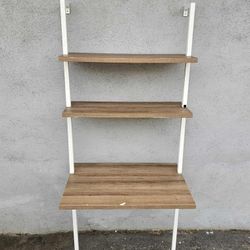 White Wall Mount Ladder Shelf Small Desk