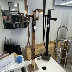 Gorgeous Black And Copper Standing Bath Fills  