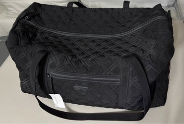 Vera Bradley large classic black diamond quilted duffel bag tote