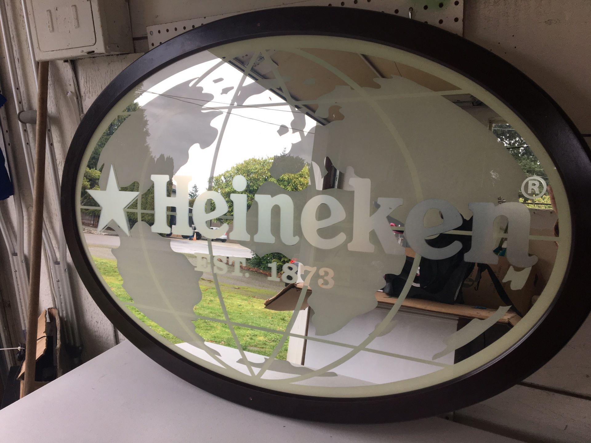 Large heineken globe mirrored sign 2003