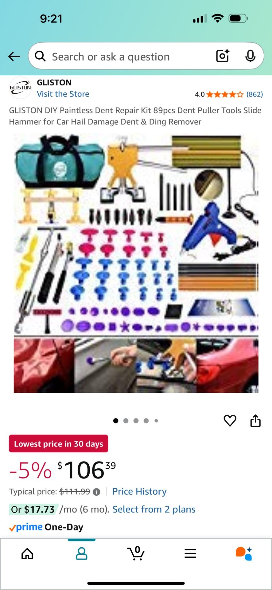 GLISTON DIY Paintless Dent Repair Kit 89pcs Dent Puller Tools Slide Hammer for Car Hail Damage Dent