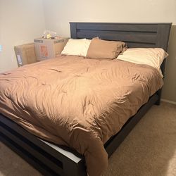 King Size Bed Frame – Dark Wood