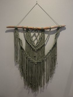 Sage green macrame wall hanging art