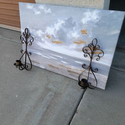 Art Frame With Candle Holders