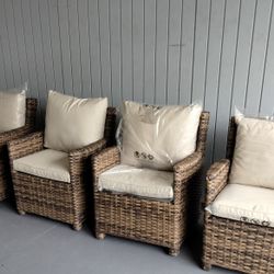 4 outdoor patio woven club chairs 