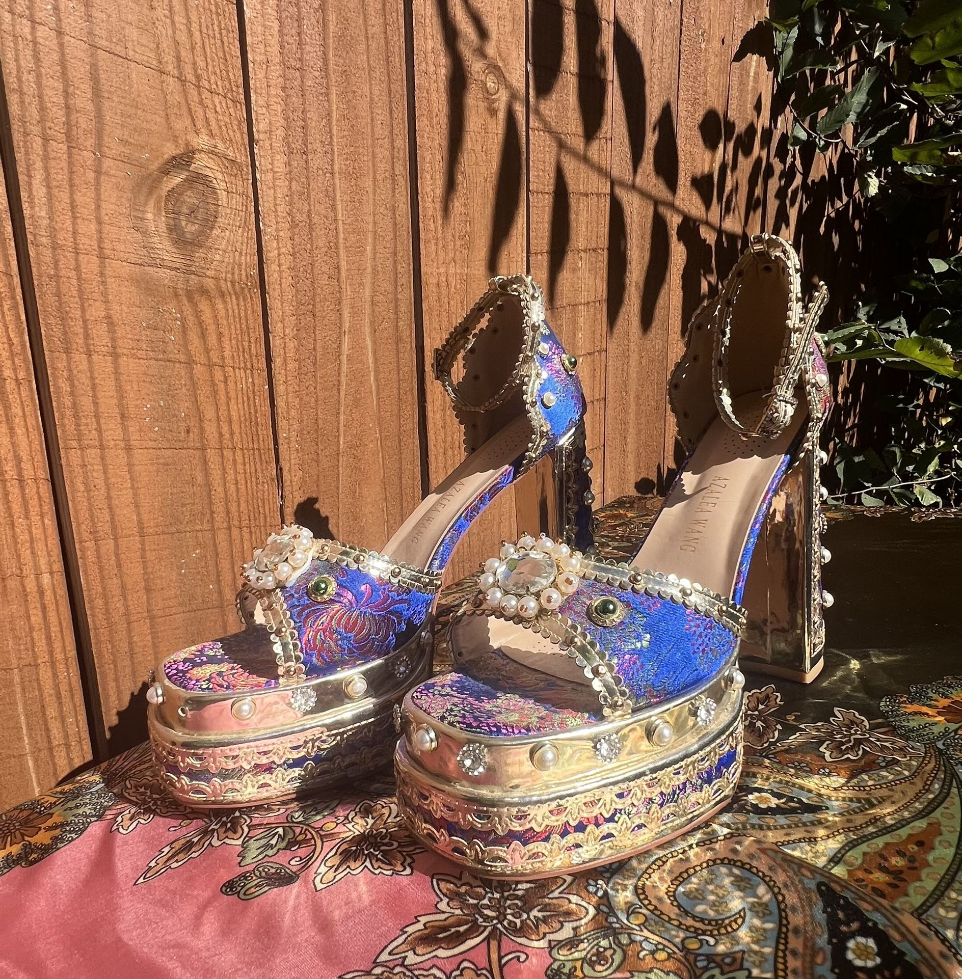Blue Embellished Azalea Wang Heels sz 12