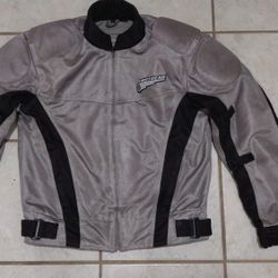 First Gear Hypertex - Men's Grey / Black Padded Motorcycle Jacket Size Sm