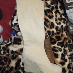 White Suede Wedges New