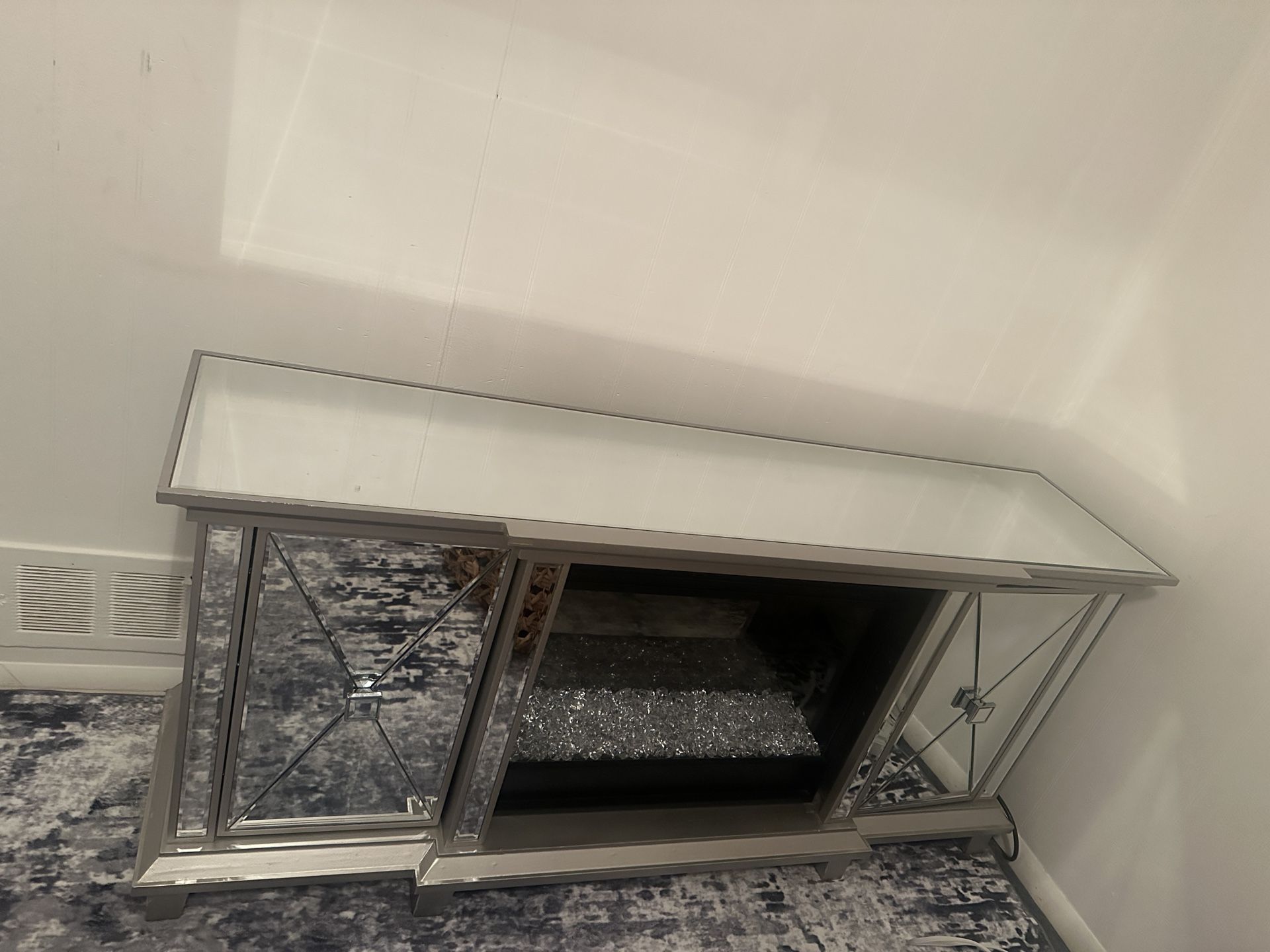 Mirror TV Console With Electric Fireplace