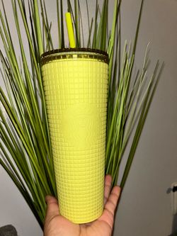 Starbucks 24 oz Meadow Yellow Soft Touch Grid Tumbler