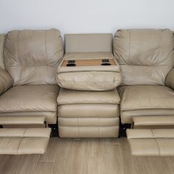 Leather Recliner Sofa (With Vibrating Feature)