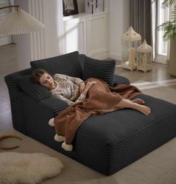 Meqiodas 67.5 Inch Oversized Indoor Chaise Lounge, Sofa Bed, ( Black )