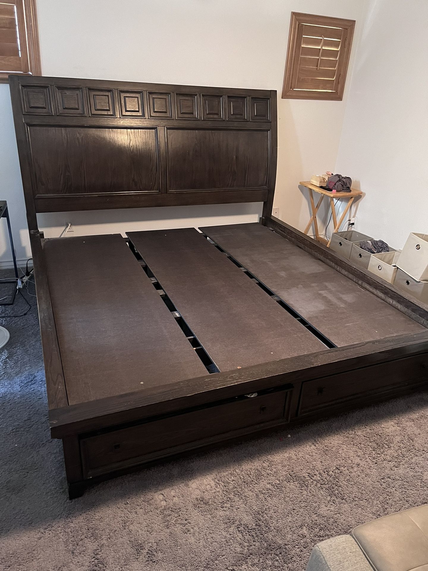 Bedroom Set King Bed frame and Matching Dresser (mattress Not Included