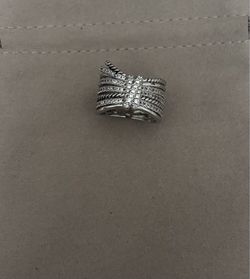 Silver Multi-Band Ring with Crystal Pave