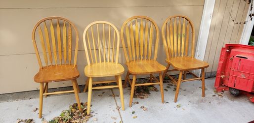 4 Dining Kitchen Chairs, Solid Wood