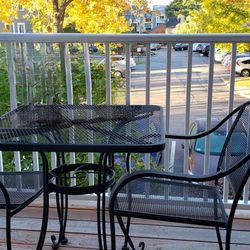 Outdoor Metal Patio Table with 2 Chairs-Balcony Set