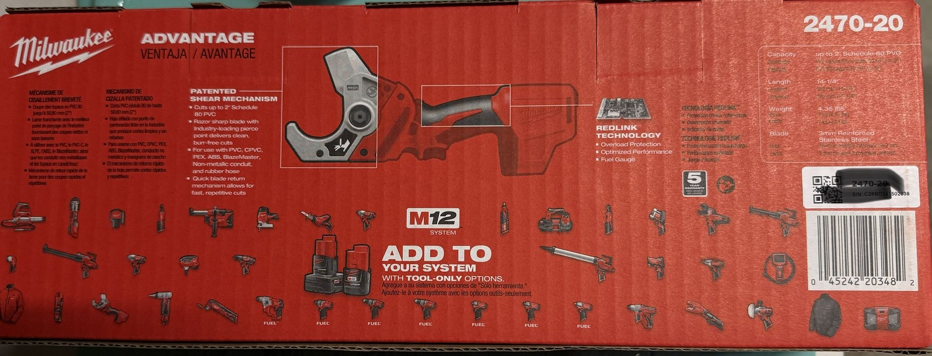 Milwaukee M12 Cordless PVC Pipe Shear