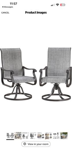 Patio All-weather Swivel Breathable Textilene Metal Rocking Frame Chair for Lawn, Porch or Garden(Grey)