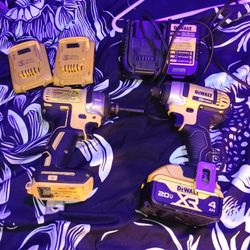 2 DeWalt impact drills 3 batteries and charger
