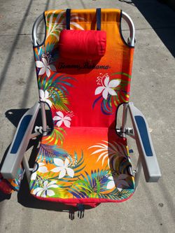 Tommy Bahama Folding Backpack Beach Chair Lay Flat Orange & Flowers