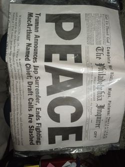 Vintage Collectable PEACE newspaper from 1945!!