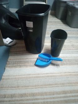 Kitchen Trash Can,Small Can,Small Dust Pan W/ Small Broom 