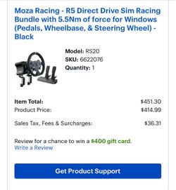 Moza R5 Direct Drive Bundle, HGP Shifter, and Next Level Racing Wheel Stand Lite 2.0 Complete sim racing setup includes a Moza R5 direct drive wheelba
