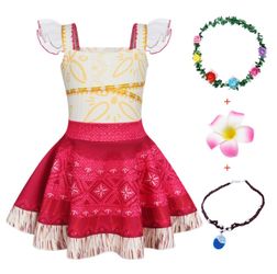 Kids size 6-7 Moana Costume Dress with Accessories